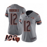 Women's Chicago Bears #12 Allen Robinson Limited Silver Inverted Legend 100th Season Football Jersey