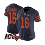 Women's Chicago Bears #16 Pat O'Donnell Limited Navy Blue Rush Vapor Untouchable 100th Season Football Jersey