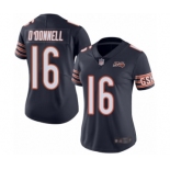 Women's Chicago Bears #16 Pat O'Donnell Navy Blue Team Color 100th Season Limited Football Jersey