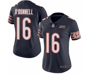 Women's Chicago Bears #16 Pat O'Donnell Navy Blue Team Color 100th Season Limited Football Jersey