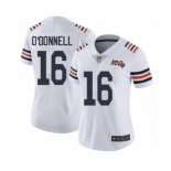 Women's Chicago Bears #16 Pat O'Donnell White 100th Season Limited Football Jersey