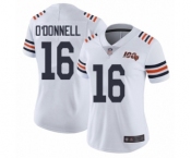 Women's Chicago Bears #16 Pat O'Donnell White 100th Season Limited Football Jersey