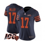 Women's Chicago Bears #17 Anthony Miller Limited Navy Blue Rush Vapor Untouchable 100th Season Football Jersey