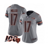 Women's Chicago Bears #17 Anthony Miller Limited Silver Inverted Legend 100th Season Football Jersey