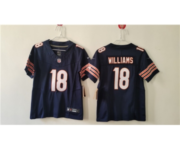 Women's Chicago Bears #18 Caleb Williams Navy 2024 Draft F.U.S.E. Vapor Football Stitched Jersey