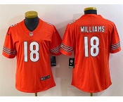 Women's Chicago Bears #18 Caleb Williams Orange 2024 Draft Vapor Football Stitched Jersey