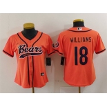 Women's Chicago Bears #18 Caleb Williams Orange With Patch Cool Base Stitched Baseball Jersey