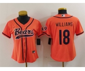 Women's Chicago Bears #18 Caleb Williams Orange With Patch Cool Base Stitched Baseball Jersey