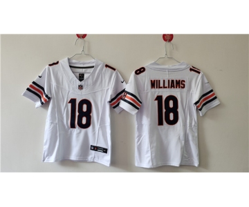 Women's Chicago Bears #18 Caleb Williams White 2024 Draft F.U.S.E. Vapor Football Stitched Jersey