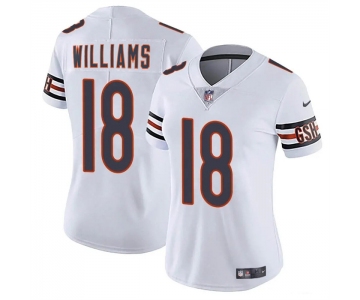 Women's Chicago Bears #18 Caleb Williams White 2024 Draft Vapor Football Stitched Jersey