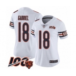 Women's Chicago Bears #18 Taylor Gabriel White Vapor Untouchable Limited Player 100th Season Football Jersey