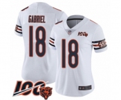 Women's Chicago Bears #18 Taylor Gabriel White Vapor Untouchable Limited Player 100th Season Football Jersey