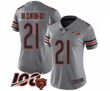 Women's Chicago Bears #21 Ha Clinton-Dix Limited Silver Inverted Legend 100th Season Football Jersey