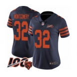 Women's Chicago Bears #32 David Montgomery Limited Navy Blue Rush Vapor Untouchable 100th Season Football Jersey