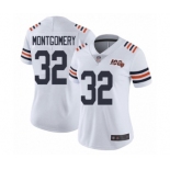 Women's Chicago Bears #32 David Montgomery White 100th Season Limited Football Jersey