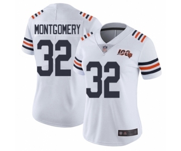 Women's Chicago Bears #32 David Montgomery White 100th Season Limited Football Jersey