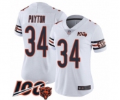 Women's Chicago Bears #34 Walter Payton White Vapor Untouchable Limited Player 100th Season Football Jersey