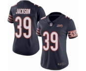 Women's Chicago Bears #39 Eddie Jackson Navy Blue Team Color 100th Season Limited Football Jersey