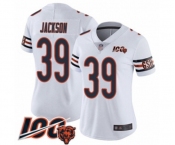 Women's Chicago Bears #39 Eddie Jackson White Vapor Untouchable Limited Player 100th Season Football Jersey