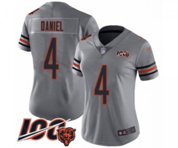 Women's Chicago Bears #4 Chase Daniel Limited Silver Inverted Legend 100th Season Football Jersey