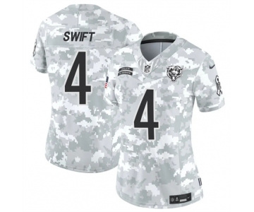 Women's Chicago Bears #4 D'Andre Swift 2024 F.U.S.E Arctic Camo Salute To Service Limited Stitched Football Jersey