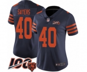 Women's Chicago Bears #40 Gale Sayers Limited Navy Blue Rush Vapor Untouchable 100th Season Football Jersey