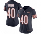 Women's Chicago Bears #40 Gale Sayers Navy Blue Team Color 100th Season Limited Football Jersey