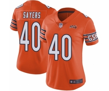 Women's Chicago Bears #40 Gale Sayers Orange Alternate 100th Season Limited Football Jersey