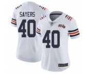 Women's Chicago Bears #40 Gale Sayers White 100th Season Limited Football Jersey