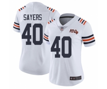 Women's Chicago Bears #40 Gale Sayers White 100th Season Limited Football Jersey