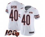 Women's Chicago Bears #40 Gale Sayers White Vapor Untouchable Limited Player 100th Season Football Jersey