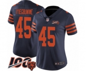 Women's Chicago Bears #45 Joel Iyiegbuniwe Limited Navy Blue Rush Vapor Untouchable 100th Season Football Jersey