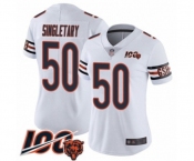 Women's Chicago Bears #50 Mike Singletary White Vapor Untouchable Limited Player 100th Season Football Jersey