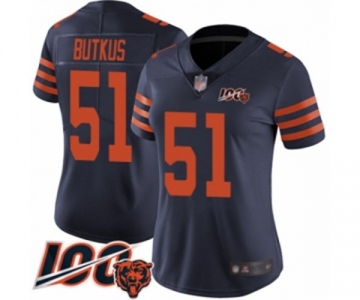 Women's Chicago Bears #51 Dick Butkus Limited Navy Blue Rush Vapor Untouchable 100th Season Football Jersey