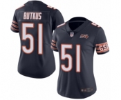 Women's Chicago Bears #51 Dick Butkus Navy Blue Team Color 100th Season Limited Football Jersey