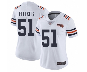 Women's Chicago Bears #51 Dick Butkus White 100th Season Limited Football Jersey