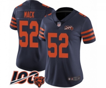 Women's Chicago Bears #52 Khalil Mack Limited Navy Blue Rush Vapor Untouchable 100th Season Football Jersey