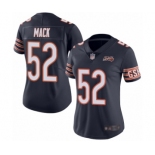 Women's Chicago Bears #52 Khalil Mack Navy Blue Team Color 100th Season Limited Football Jersey