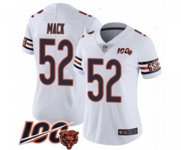 Women's Chicago Bears #52 Khalil Mack White Vapor Untouchable Limited Player 100th Season Football Jersey