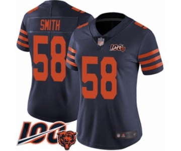 Women's Chicago Bears #58 Roquan Smith Limited Navy Blue Rush Vapor Untouchable 100th Season Football Jersey