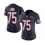 Women's Chicago Bears #75 Kyle Long Navy Blue Team Color 100th Season Limited Football Jersey