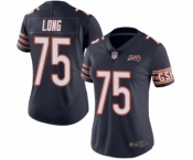 Women's Chicago Bears #75 Kyle Long Navy Blue Team Color 100th Season Limited Football Jersey