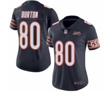 Women's Chicago Bears #80 Trey Burton Navy Blue Team Color 100th Season Limited Football Jersey