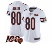 Women's Chicago Bears #80 Trey Burton White Vapor Untouchable Limited Player 100th Season Football Jersey