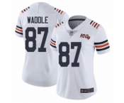 Women's Chicago Bears #87 Tom Waddle White 100th Season Limited Football Jersey