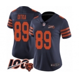 Women's Chicago Bears #89 Mike Ditka Limited Navy Blue Rush Vapor Untouchable 100th Season Football Jersey