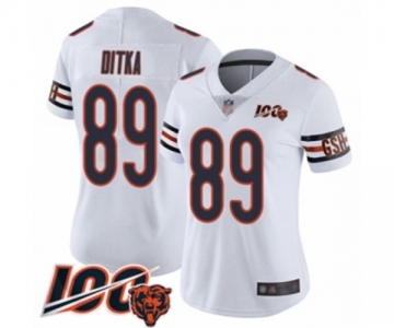 Women's Chicago Bears #89 Mike Ditka White Vapor Untouchable Limited Player 100th Season Football Jersey