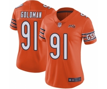 Women's Chicago Bears #91 Eddie Goldman Orange Alternate 100th Season Limited Football Jersey