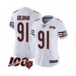 Women's Chicago Bears #91 Eddie Goldman White Vapor Untouchable Limited Player 100th Season Football Jersey