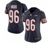 Women's Chicago Bears #96 Akiem Hicks Navy Blue Team Color 100th Season Limited Football Jersey